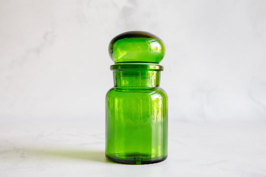 Vintage Belgium Green Glass Apothecary Jar